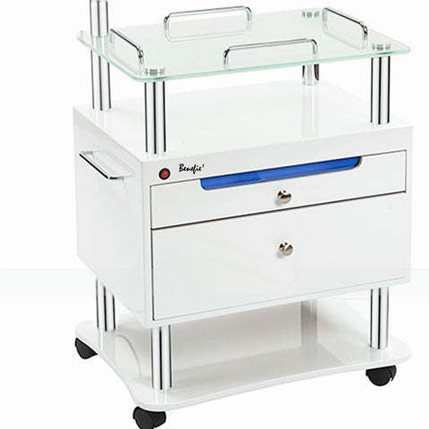 Multipurpose Professional Beauty Trolley with built in Sterilizer Draw and magnifying lamp post